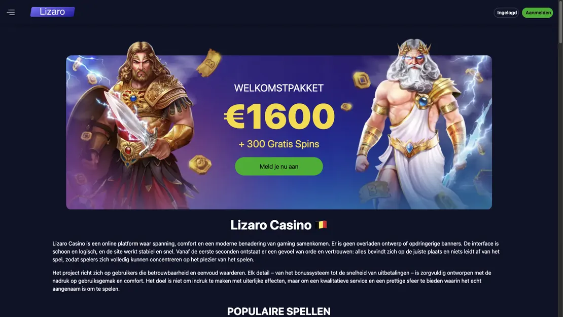 Accueil de Lizaro Casino avec le pack de bienvenue